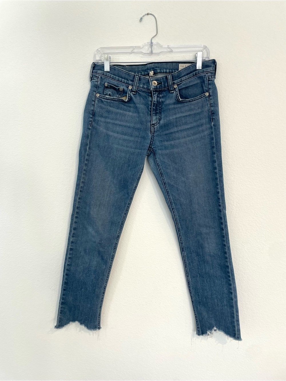 Rag & Bone Women's Blue Distressed Hem Slim Jeans